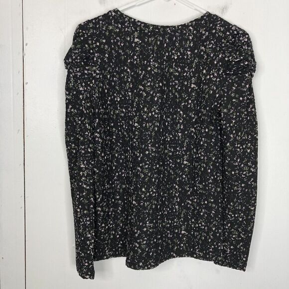 Loft Top Puff Sleeve Textured Floral Dark Cottagecore Nature Feminine Womens SP - Picture 3 of 10
